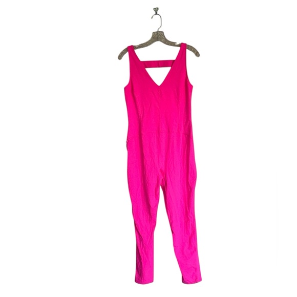 NWT Free People FP Movement Never Better Strappy Back Jumpsuit Large, HOT PINK - Picture 9 of 10